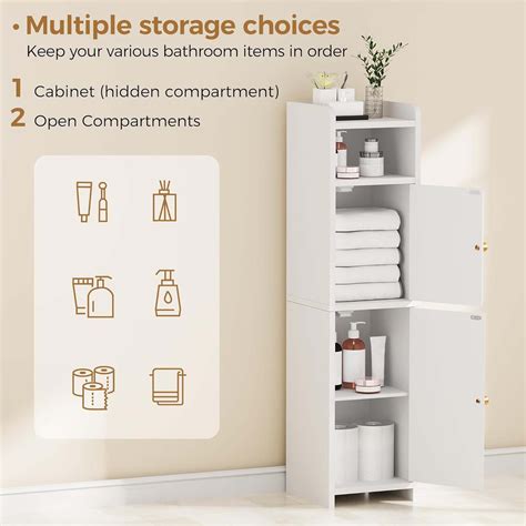 Winston Porter Narrow Bathroom Storage Cabinet With 2 Doors And ...
