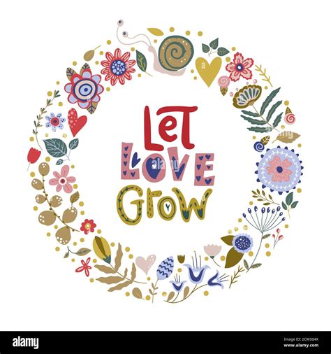 Floral color vector lettering card in a flat style. Ornate flower ...