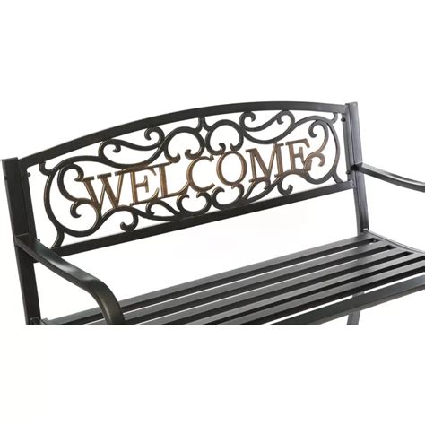 Buy Gardenised Steel Outdoor Patio Garden Park Bench with Cast Iron ...