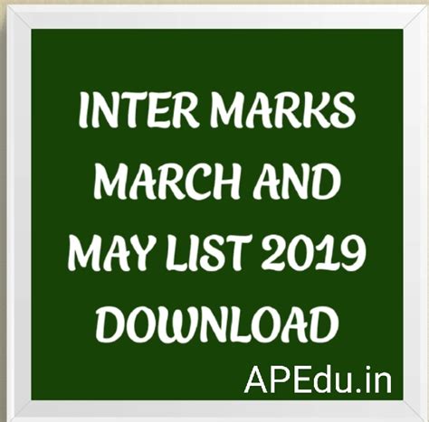 INTER MARKS MARCH AND MAY LIST 2019 DOWNLOAD - APEdu