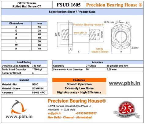 FSUD 1605 with 500mm Screw [Gten Taiwan Nut - Rolled Balls Screw C7]
