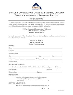 NASCLA Contractors Guide Order Form - Blank Fillable Template | Fill ...