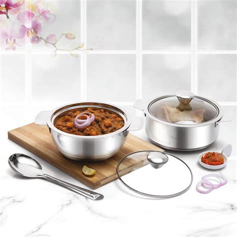 Buy CELLO Daawat Casserole Gift Set| Stainless Steel Double Walled ...