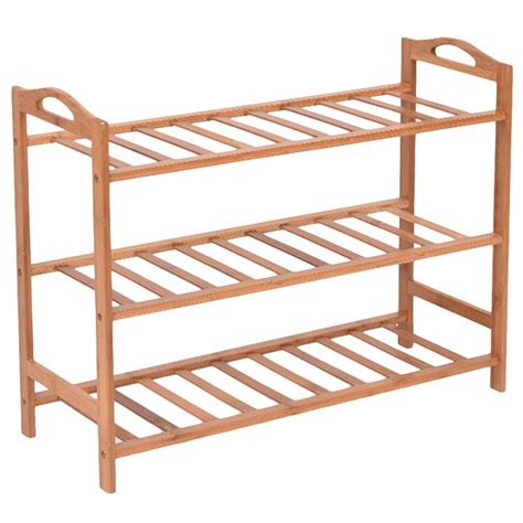 HOKIPO® 3 Tier Bamboo Shoe Racks Slipper Stand Chappal Storage ...
