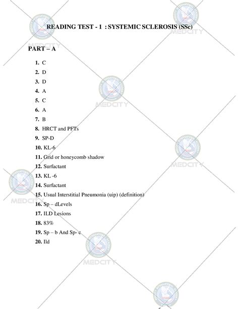 Sclerosis Answer - ... - READING TEST - 1 : SYSTEMIC SCLEROSIS (SSc ...