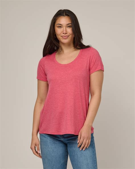 Stella Merino Wool Linen Scoop Neck Tee - Geranium – Stella Linen Scoop ...