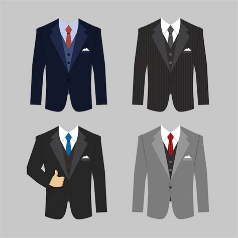 Set of different colors business clothing suits vector | Free Vector