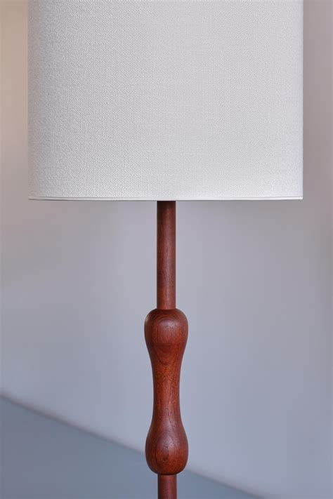 Organic Modern Floor / Table Lamp in Solid Teak Wood, Sweden, 1950s For ...