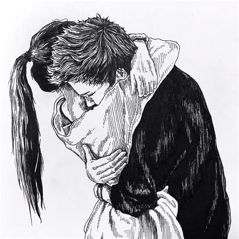 couple drawing black and white