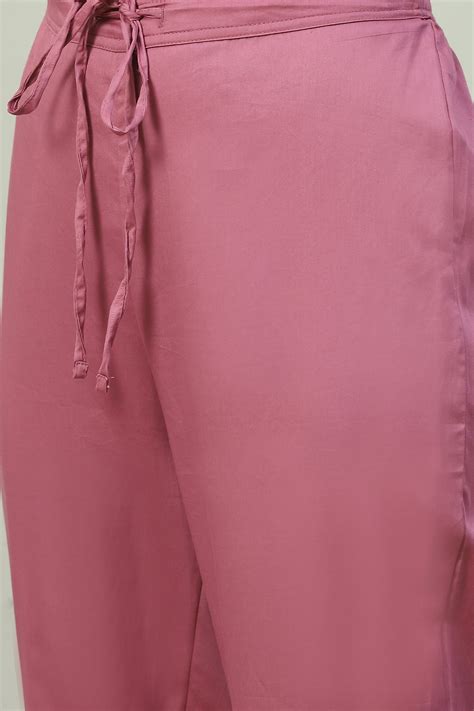 Mauve Straight Kurta Regular Pant Suit Set