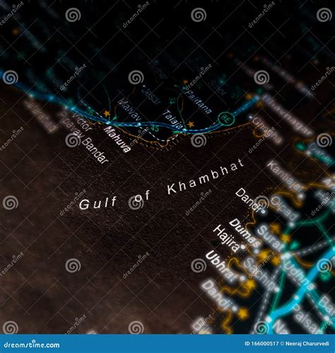 Gulf of Khambhat Located in Geographical Location Map Stock Image ...