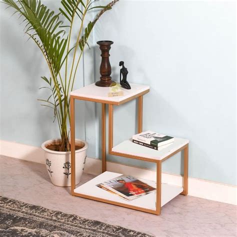 FURNIFOX 3 Tier Sofa Side Table, Modern Coffee Table Nightstands with ...