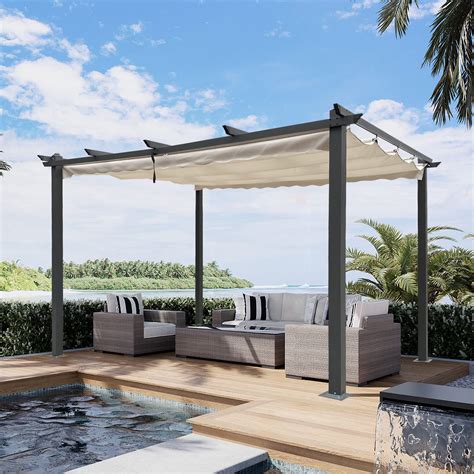 Yesurprise Outdoor Retractable Pergola, Patio Sunshelter Pergolas with ...