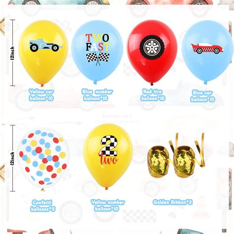 Buy K KUMEED 55Pcs Race Car Two Fast Balloons Race Car party ...