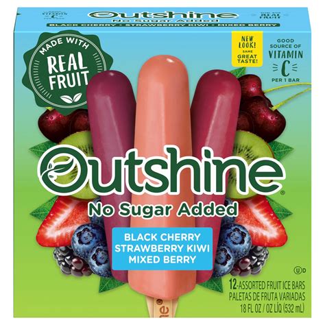 Outshine No Sugar Added Frozen Fruit Bars - Black Cherry, Strawberry ...