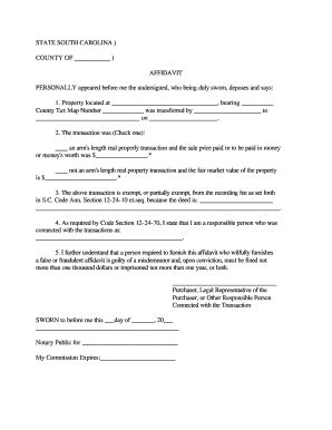 South Carolina Affidavit of Property Value - pdfFiller