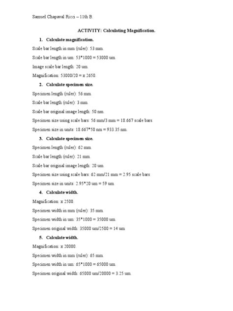 Image result for Magnification Calculation Chart