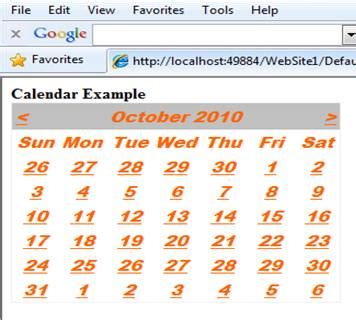 Image result for ASP.NET Vs2019 Calendar Control