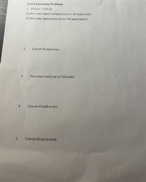 Solved Unit Conversion ProblemsIf linch =2.54cm.(a) ﻿How | Chegg.com