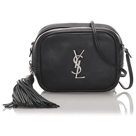 Yves Saint Laurent YSL Black Blogger Leather Crossbody Bag Pony-style ...