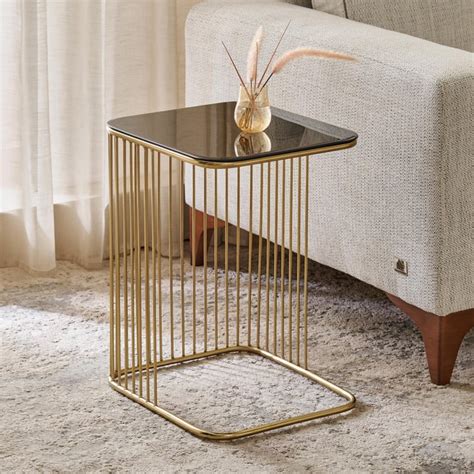 Buy Opus Glass Top Accent Table - Gold from Home Centre at just INR 9999.0