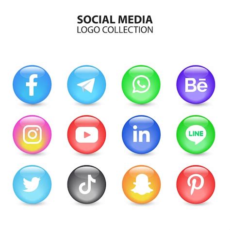 Sammlung von Social-Media-Icons mit realistischen Kreisen | Premium Vektor