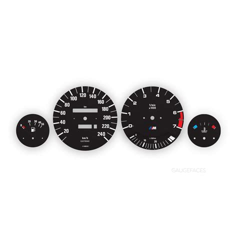 BMW E30 M-Logo: Gauge Faces – 140 MPH / 240 KMH Speedometer + 7000 RPM ...