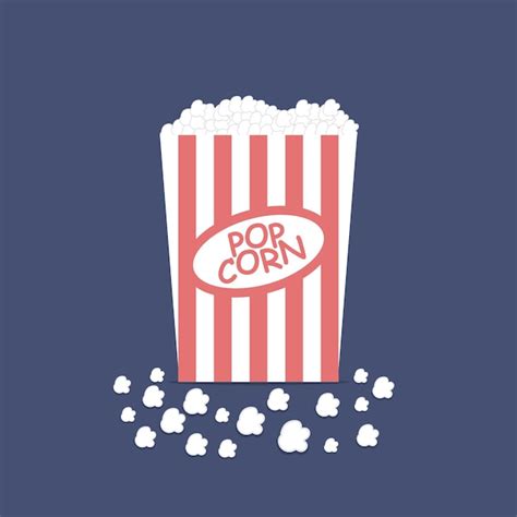 Pop-corn Vintage rouge pleine boîte de pop-corn Illustration plate ...