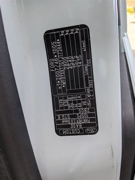 Transit Custom Paint Code Location 的图像结果