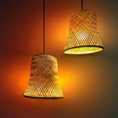 Buy Craftscape Bamboo Hanging Pendant Lamp | Boho Cane Lampshade ...
