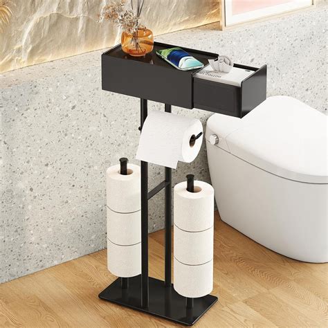 Free Standing Toilet Paper Holder with Shelf,Stand Mega Roll Toilet ...