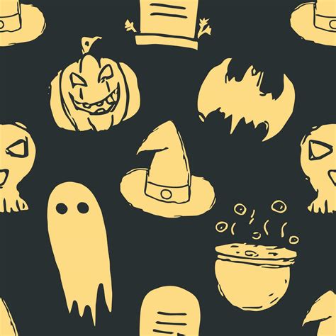 Seamless Halloween pattern. Doodle Halloween background 28620772 Vector ...