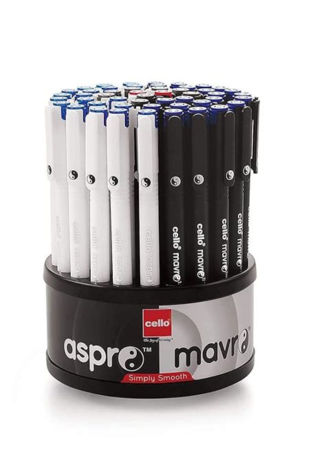 Cello Aspro Mavro Ball Pen Set (Bulk Pack of 50 pens with Stand ...