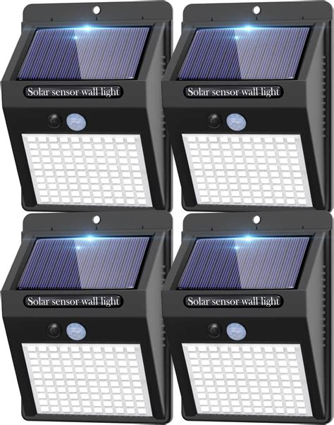 4 Pack Solar Motion Lights Outdoor, 3 Modes/100LED Solar Security ...