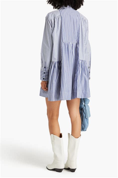 GANNI Striped cotton-poplin mini shirt dress | THE OUTNET