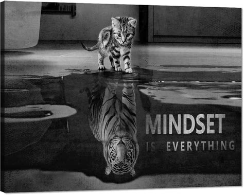 CTLL-Inspirational Wall Art Cat Tiger Mindset Canvas Motivational Posters Inspiring Entrepreneur ...
