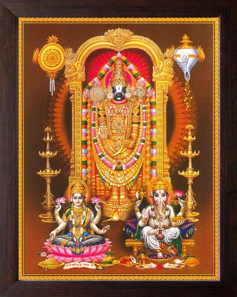 Art n Store Lord Balaji with Goddess Lakshmi & Lord Ganesh HD Printed ...