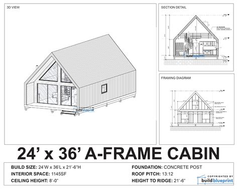 24' x 36' Nordic A-Frame House Architectural Plans – Build Blueprint