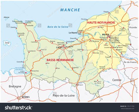 Normandy Road Map Stock Vector (Royalty Free) 175171733 | Shutterstock