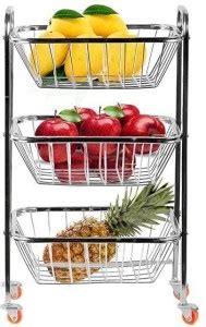 Decoration world Stainless Steel Square Fruit & Vegetable Trolley 4 ...
