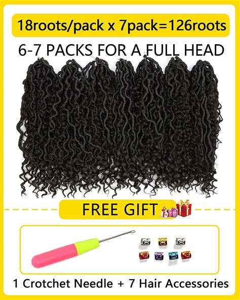 Buy Goddess Locs Crochet Hair, 14 Inch 7 Packs Faux Locs Crochet Braids ...