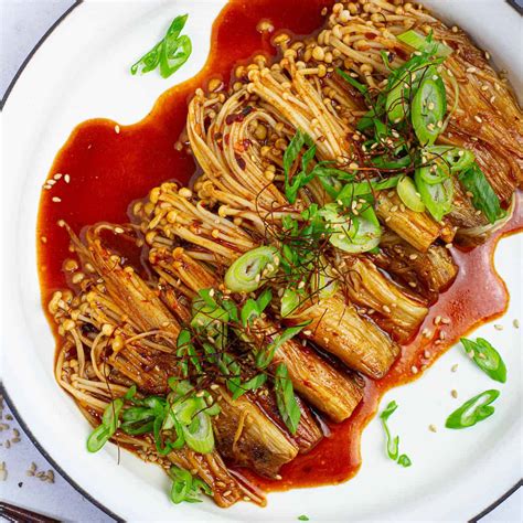 Spicy Enoki Mushrooms - Plates by Nat