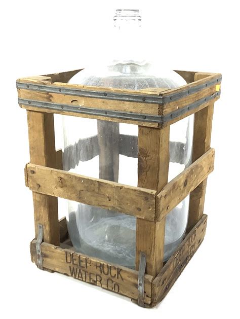 Lot - Vintage Deep Rock Water Company Crate & Glass Jug