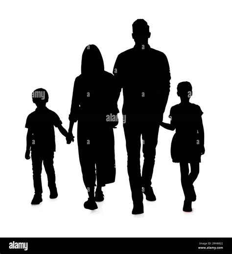 Silhouette of family isolated on white Parents with children Stock Photo - Alamy