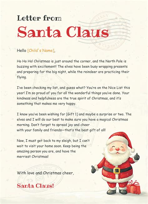 Letter From Santa Template Letter From Santa's Elves