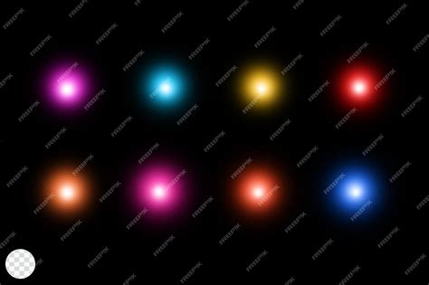 Premium PSD | Row of colorful lights glow effects transparent isolated ...