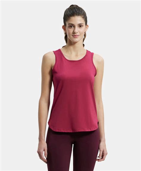 Buy Super Combed Cotton Rich Solid Curved Hem Styled Tank Top - Red ...