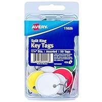 Avery Assorted Split Ring Metal Rim Key Tag, 1-1/4 Inches, Pack of 50 ...