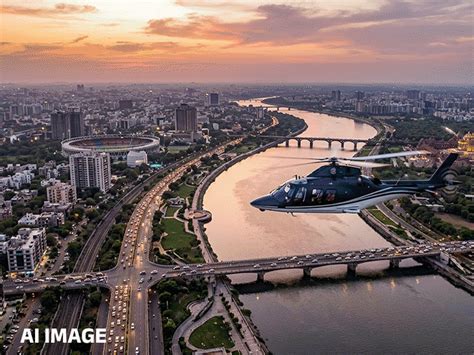 Gift City Air Taxi Helipad Launch | Gandhinagar-Ahmedabad Service