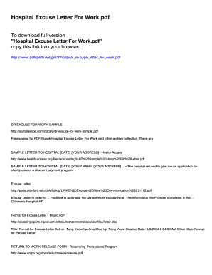 Fillable Online Emergency Room Excuse for Work - Document Search Engine ...